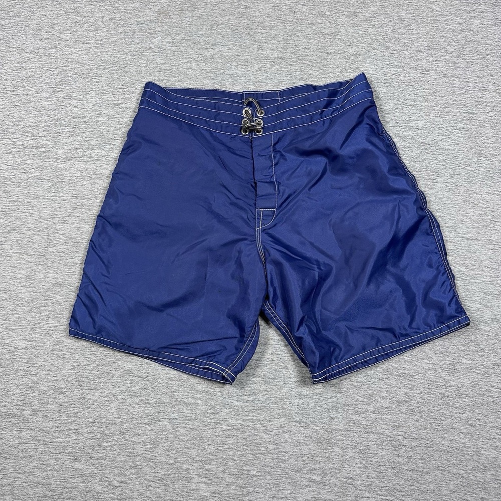 Birdwell Beach Britches Board Shorts Mens 32 Blue Drawstring Swim Surf USA Made